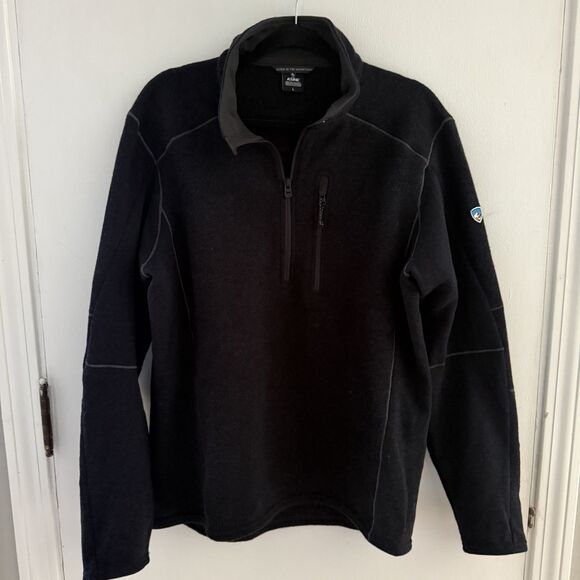 Kuhl Men’s L Sweatshirt 1/4 Zip Dark Gray/Black Pullover Fleece Top - Picture 1 of 8
